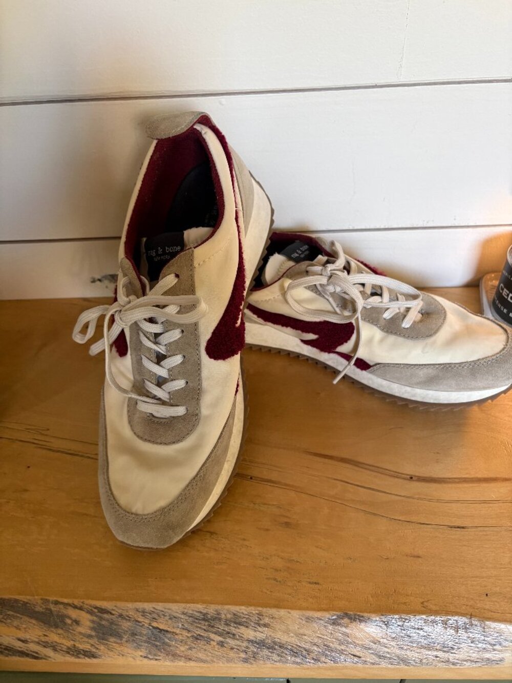 Rag & Bone Retro Runner Sneakers – Cream/Burgundy – Women’s Sneakers 9.5